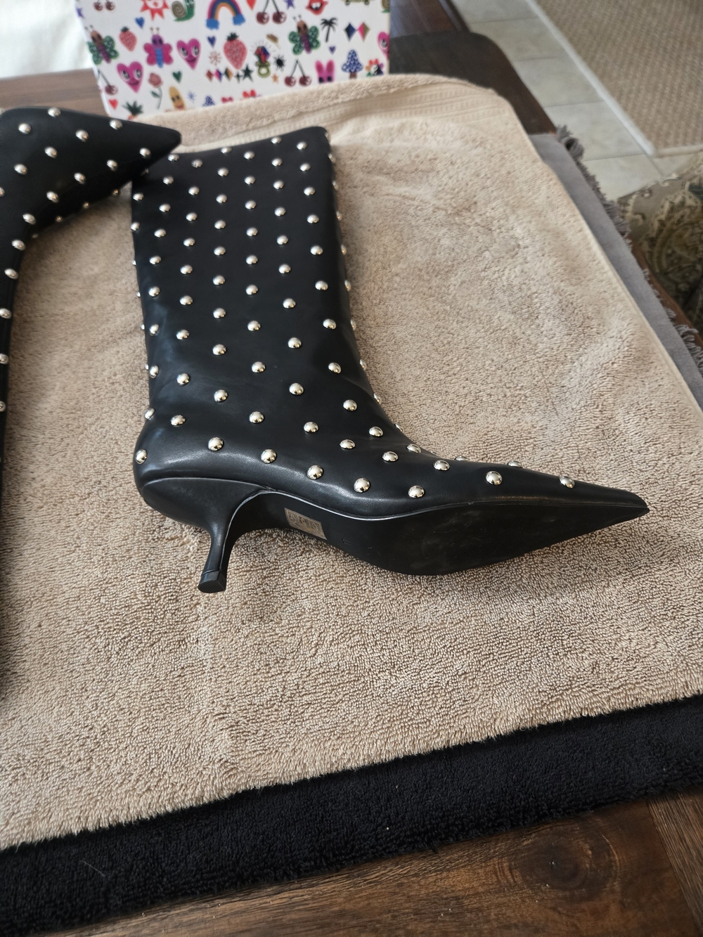 Jeffrey Campbell Black Studded Kitten Heel Women's Knee high Boots Size 11 NWT - Picture 3 of 9